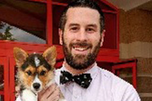 Doctor Harrison Kyte and his corgi
